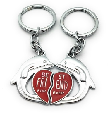 High Choice Best Friend Forever with Fish Silver (Set of 2) Metal Key Chain