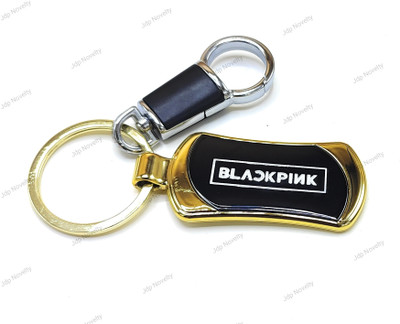 Jdp Novelty BlackPink Music Band's Premium Quality Metal Keychain with Hook Black Gold Color Key Chain