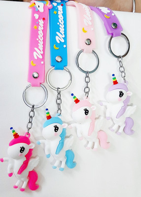 fheo Unicorn Rubber Keychain Set of 4 Key Chain