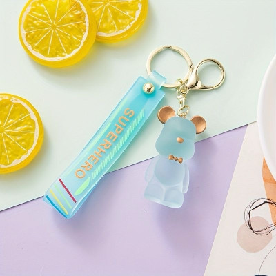 SRG Crystal Blue Teddy Bear shaped Keychain with Strap Key Chain
