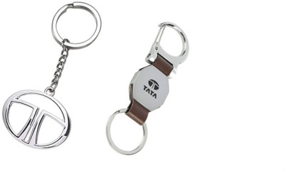 MAG BEE Styling Car Keyring Compatible with Tata (D'Hook & Metal) Combo Pack of 2 Car Key Chain