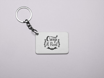 DOGAR ESSENTIALS Creep it real-Bat Black Text -Printed acrylic Keychain(Pack Of 2) Key Chain