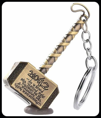 gtrp Top_Thor Hammer Marvel Avengers Superhero Gold Metal Ring Key Key Chain