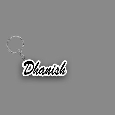 Prihit NEW_BBG Dhanish Name Keychain White And Black Key Chain