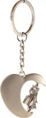 doozie gifts Metal Silver Heart With Couple Key Chain Key Chain