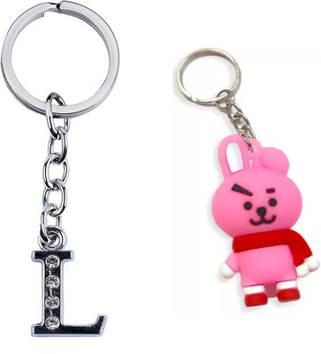 Newview BTS COOKY Characters 3D Rubber with Alphabet L Keychain and Key ring Key Chain