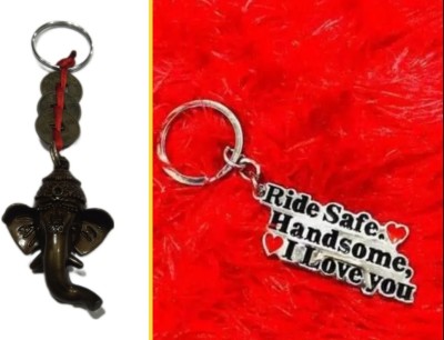 ROYALHUB Ride safe & Ganesha key ring key chain combo set of 2 Key Chain