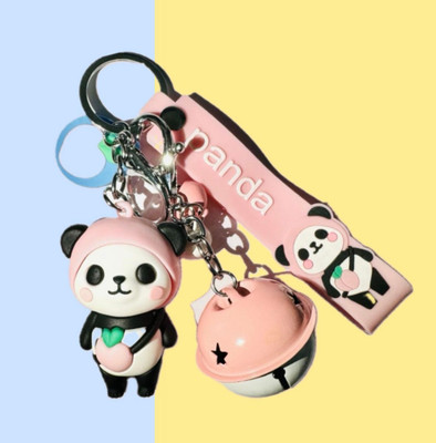 SRG Fruit Panda Keychain Bell with Strap and Charm Pink Key Chain