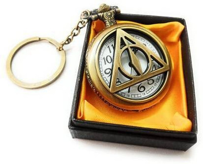 GSV Harry Poter Deathly Hallows triangle Pocket Watch Vintage Clock Antique Metallic Key Chain