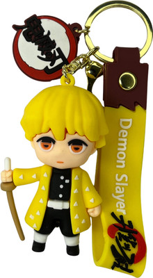 Kraft Crate Zenitsu Agatsuma(1) Inspired 3D Rubber Keychain| Demon Slayer Anime Collectible| Key Chain