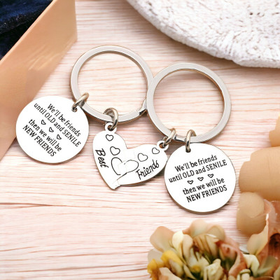 Shiv Jagdamba 2pcs Best Friends- Then We Will Be New Friends Keychain KeyShiv39 Key Chain