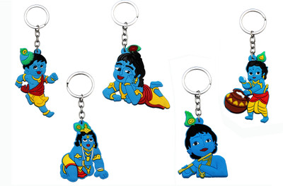 BLESSINGS Set Of 5 Krishna Soft Rubber Key Chain