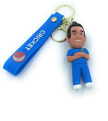 Sbb Novelty Mahindra Singh Dhoni 3D Miniature Silicon Keyring with Long Strap Cricket Key Chain