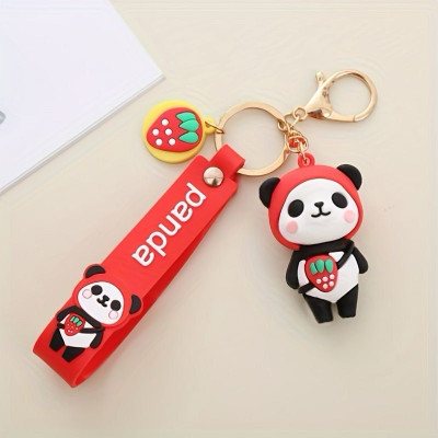 SHRI JI Cute and Beautiful Panda Keychain with Strap RED Key Chain