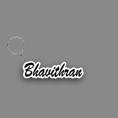SY Gifts SYG Bhavithran Name Keychain White And Black Key Chain