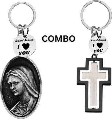 The Men Gift Double-Sided Saint Michael Keychain – Jesus cross keyring for Bike Com643-676 Key Chain