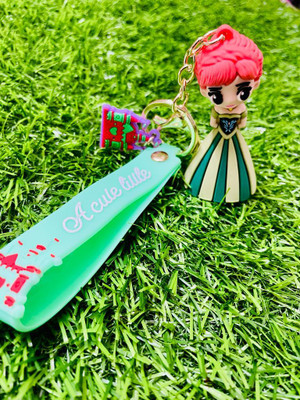GKM Cute Girl Frozen 3D pvc high quality keychain with hook Key Chain