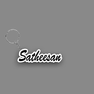 SY Gifts SYG Satheesan Name Keychain White And Black Key Chain