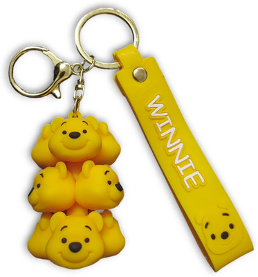 Yeahmom Trendy Silicone 3D Bunch Keychain Backpack Cute Famous Characters Winnie Pooh Key Chain