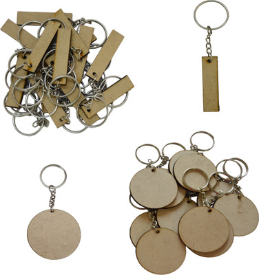 Ecomology Pack of 50 (25Round & 25Bookmark) 2 Shapes Key Chains with Ring (50 x 50) mm Key Chain