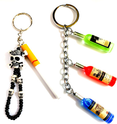 ShopTop Cigarettes Skull Head And bottle Keychain Key Chain