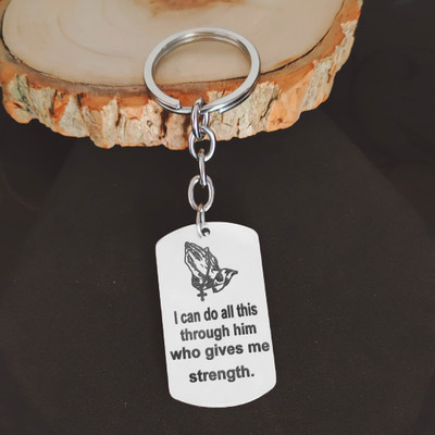 Shiv Jagdamba Dog Tag Keychain for Men Bible Verse Cross LCShivKey202329 Key Chain