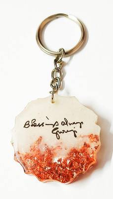 IG Crafter Ultra Shiny Agate Rounded Blessings Always Guruji made with Warak Key Chain