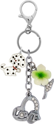 MGP FASHION Flower Bling Diamond Love Heart Charm Keyring for Gift Cute Dog Key Chain