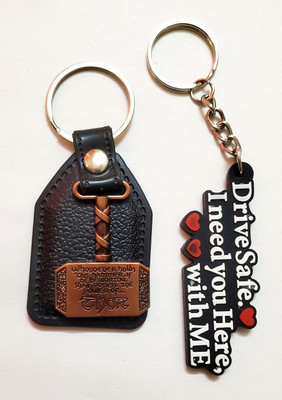 ShopTalk Drive safe rubber with lather thor rubber Key Chain