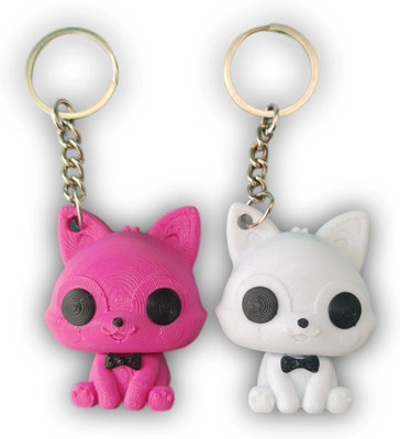 Graceful polygon Kawaii Kitty Keychain – Perfect for Bags, Cars & Keys-Pack of 2 Key Chain