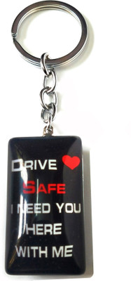 Meeko.com Glass Black Drive Safe Bike Key Chain 02 Key Chain