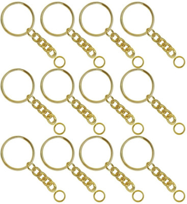 ANISTUFFs Golden Metal Loops Rings Keyring with Chain Open Jump Ring Connector 20pcs Key Chain