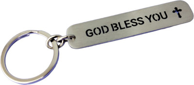Deethyas Fashion Lord Jesus Quotes GOD BLESS YOU High Quality Flat Rectangle Shape Metal Key Chain