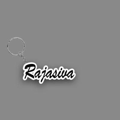 SY Gifts SYG Rajasiva Name Keychain White And Black Key Chain