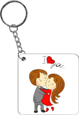dk printing N-I love couple printed cute woodan keychain Key Chain