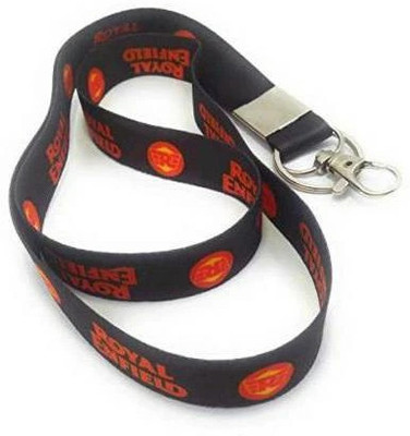 Blue Aura Royal Enfield Black Fabric IDTag Keychain with lock Lanyard Key Chain