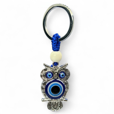 RSG BHAGYUDAY Bhagyuday Silver Owl Evil Eye Keychain for Car/Bag | Anti-Rust Good Luck Key Chain