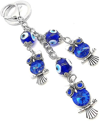 NSV Good Luck Evil Eye 3 Owl Keychain Key Chain