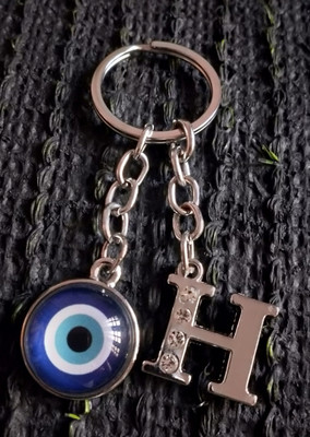 Meeko.com H Letter With Evil Eye Key Chain 01h Key Chain
