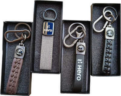 JNV Multicolour Leather Keychain Compatible With HERO Bikes | Scooty (Pack Of 4) Key Chain