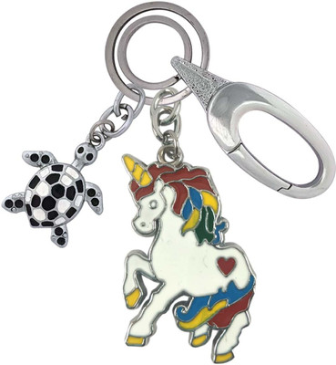 SHOKY LOOKS Premium Finishing Multicolor Unicorn With Stylish Turtle Locking Lock Key Chain
