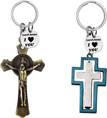 M Men Style Jesus Cross & Silver Hollow Cross Keychains ShivkeyCom663-677 Key Chain