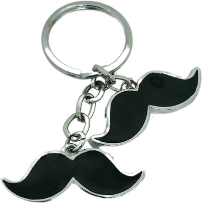 ChalleWale Dual Black Moustache - Stylish Double Mustache Design for Trendy Accessory Key Chain