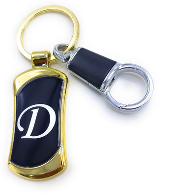 Jdp Novelty Alphabets letters D Logos Premium Quality Metal with Hook Black Gold Colour Key Chain