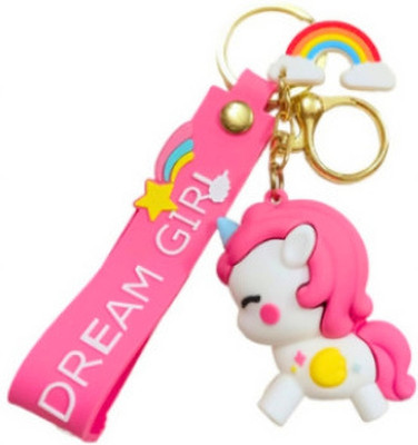 PEARLISH Unicorn 3D Pink Color Keychain Key Chain