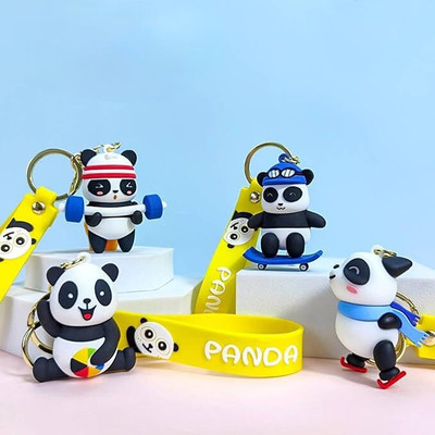 GKM Cute Panda combo pack set pvc keychain with hook for men & woman Key Chain