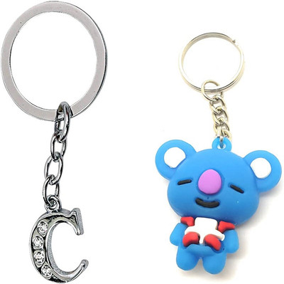 Newview BTS KOYA Characters 3D Rubber with Alphabet C Keychain and Key ring Key Chain