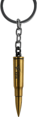 Tritra Big Bullet Steel Fire Round Head Pistol (Metallic) Random Key Chain