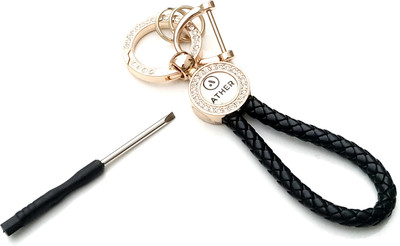 ADOREAL Ather Keychain And Keyring Black Rope Golden Ring Key Chain
