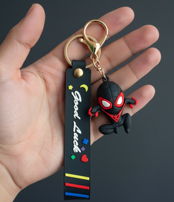 Ignite Cute Black Spiderman Cartoon Soft Rubber Keychain Wristband Strap for Boys Girls Key Chain